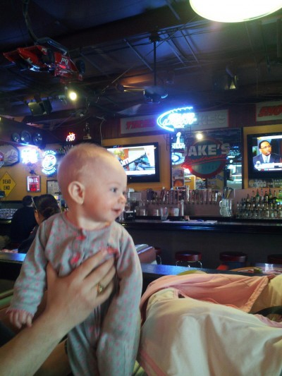 Dan is introducing Hailey to his favorite Purdue watering hole early.