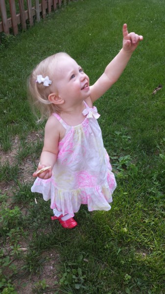 Hailey is sporting several of her dresses from last summer since she seems to be about a size 12 month dress. Peanut.